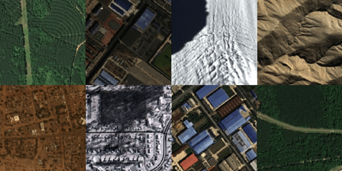 A mosaic showing randomly selected high-resolution imagery from the dataset.